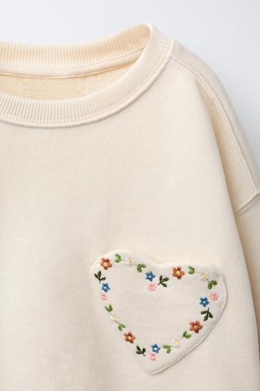 HEART POCKET SWEATSHIRT - Ecru by Zara - Image 2