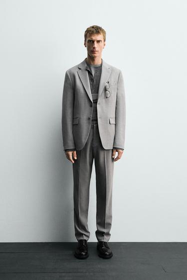 Zara STRUCTURED SUIT PANTS - Light gray