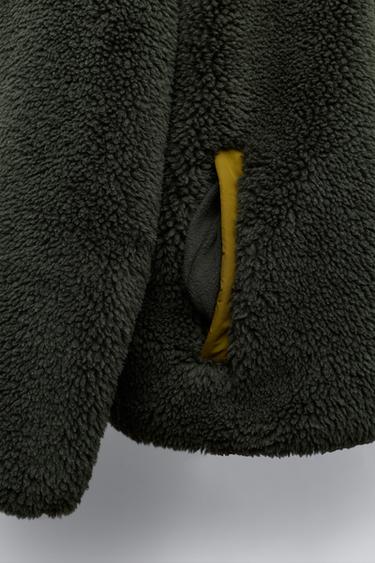 BLOUSON EFFET MOUTON COLOR BLOCK - Kaki de Zara - Image 7