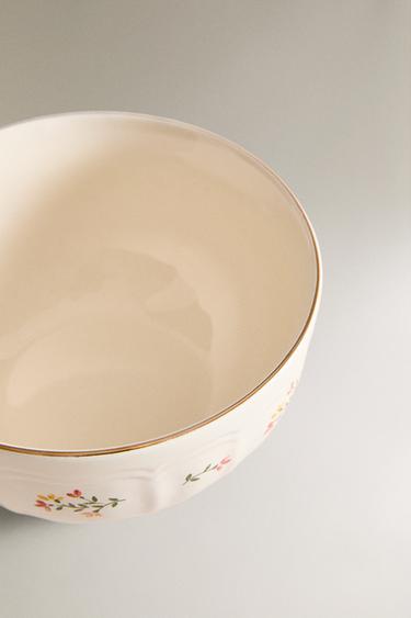 PORCELAIN BOWL WITH FLORAL PRINT - Cream by Zara - Image 2