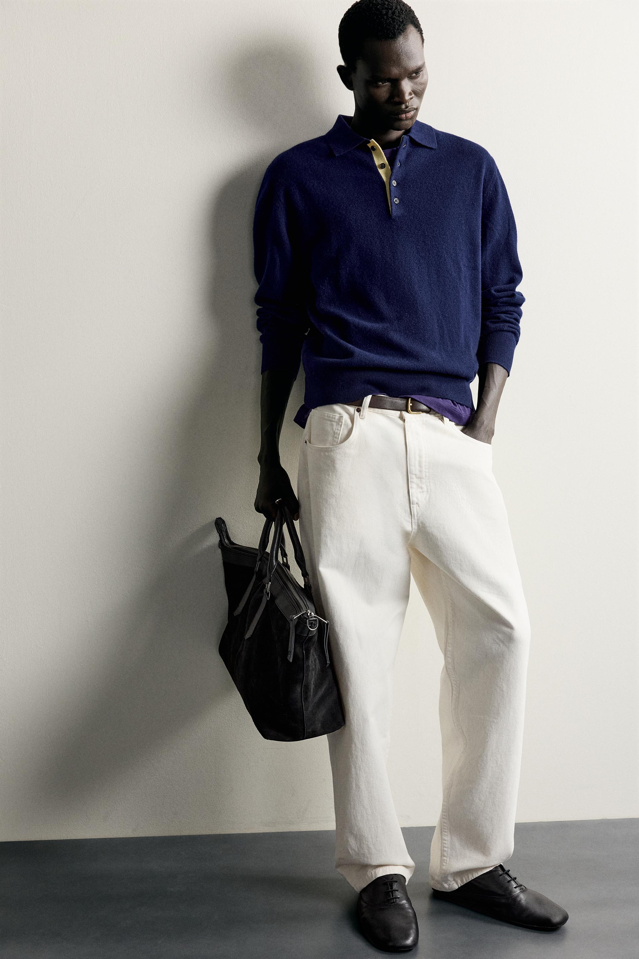 POLO EN MAILLE 100 % LAINE CONTRASTE