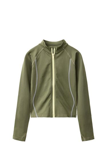 SUDADERA CREMALLERA SEAMLESS SPORTY - Khaki de Zara