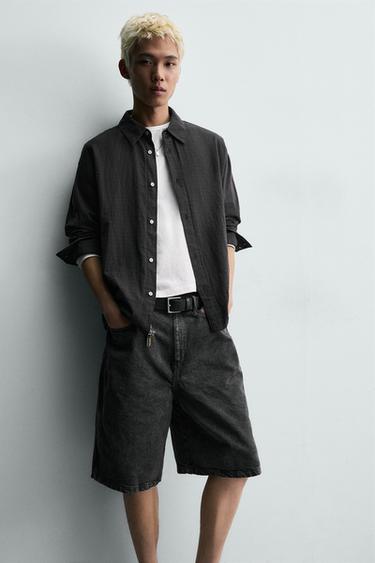 Zara BAGGY BERMUDE – drveni ugljen