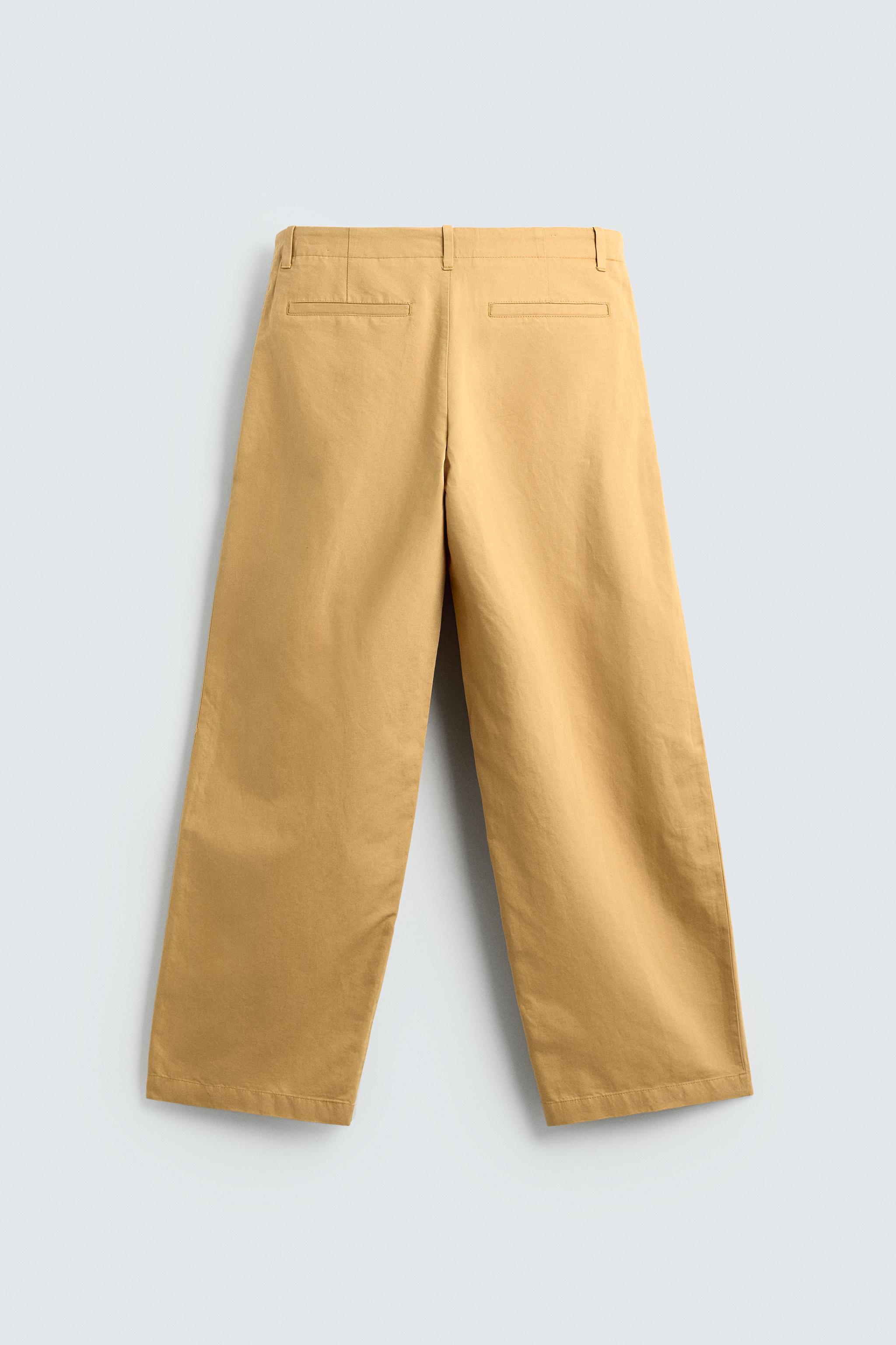 COTTON LINEN BLEND STRAIGHT FIT CHINO PANTS