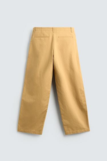 COTTON/LINEN STRAIGHT-LEG CHINO TROUSERS - Beige by Zara - Image 7