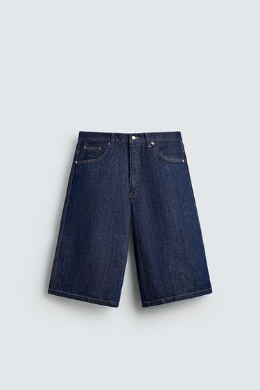 BERMUDA DENIM PERNA LARGA - Azul da Zara
