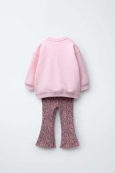 PRINTED FLARE SWEATSHIRT AND LEGGINGS SET - Light lilac by Zara - Image 1