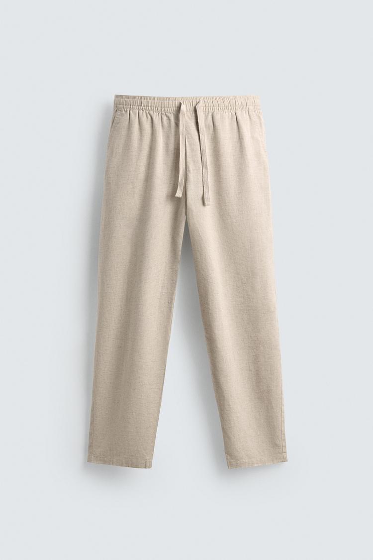 ZARA RELAXED FIT COTTON-LINEN TROUSERS