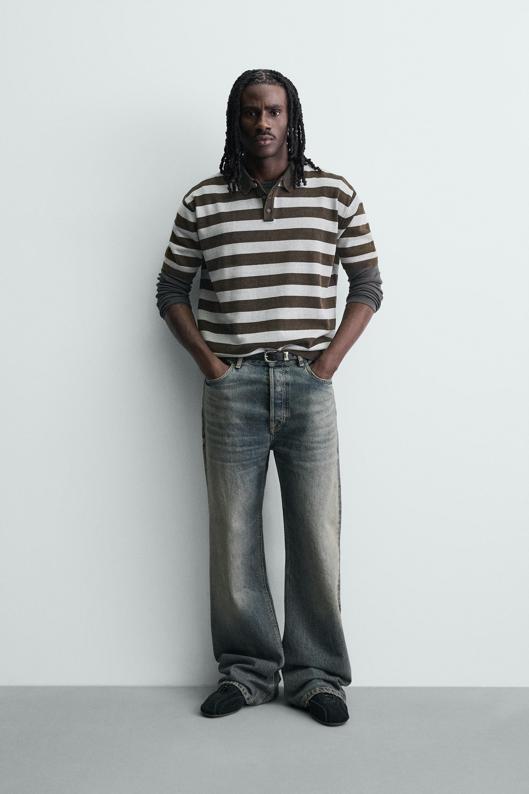 Жаккардовая футболка в полоску