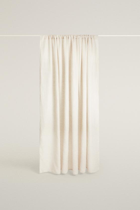 RIDEAU EN LIN DOUBLE LARGEUR OPACITÉ MOYENNE - Beige clair de Zara - Image 0