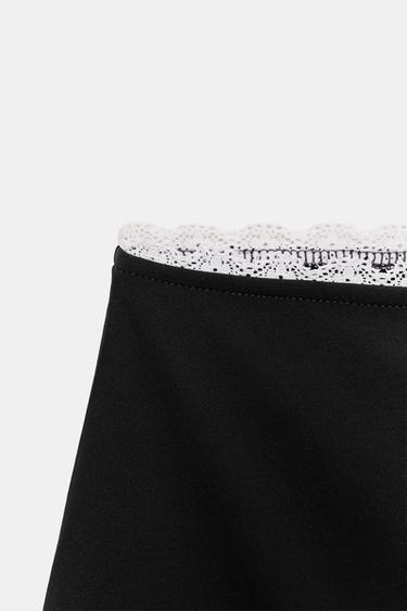 CONTRAST LACE MINI SKIRT - White / Grey by Zara - Image 6