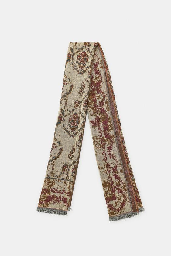 FOULARD JACQUARD IMPRIMÉ TAPISSERIE - Sable de Zara - Image 4