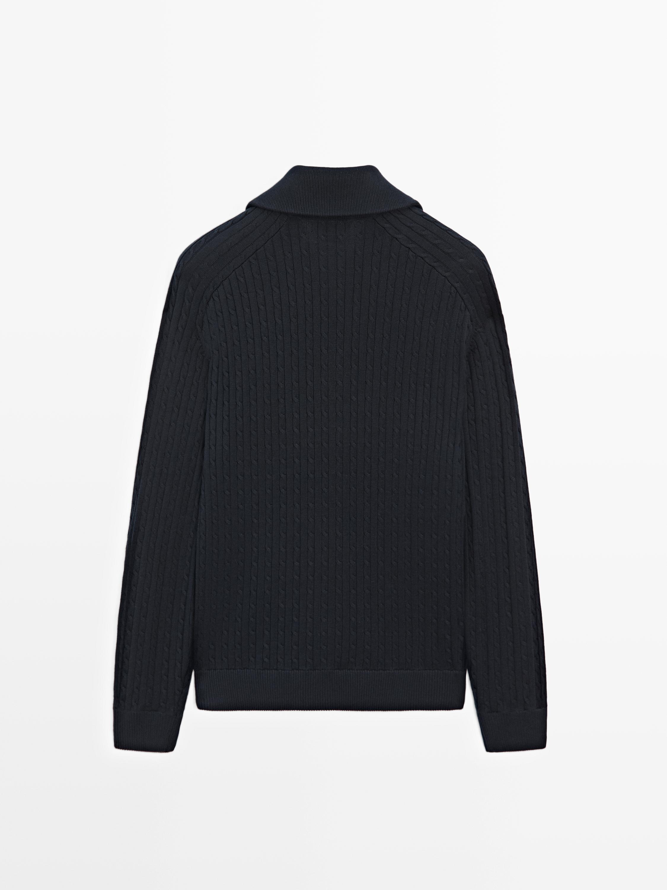 Cardigan en maille torsadée zippé coton