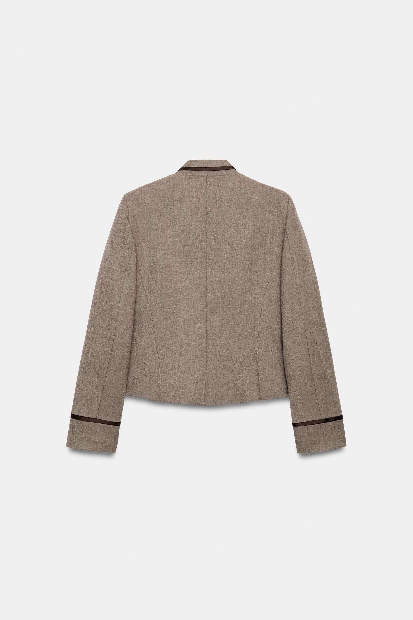 Женский пиджак Zara Peplum with Trims, цвет: Серо-коричневый коричневый — фото 10
