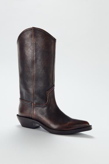 BOTA DESGASTADA PIEL - Marrón de Zara