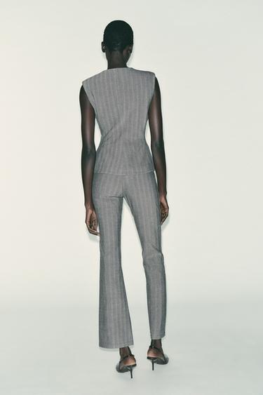 HERRINGBONE FLARE LEGGINGS WITH BELT - Grey by Zara - Image 4