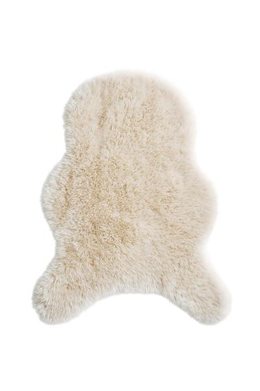 Zara LONG FUR BLANKET - Ecru