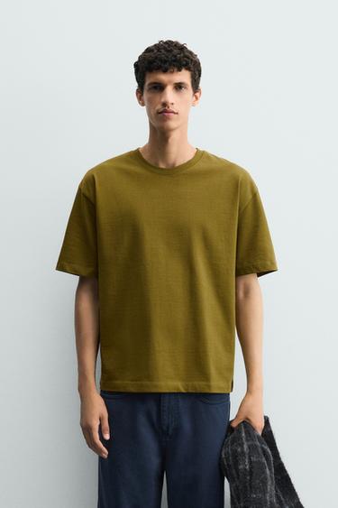 Zara RELAXED FIT T-SHIRT - Oil