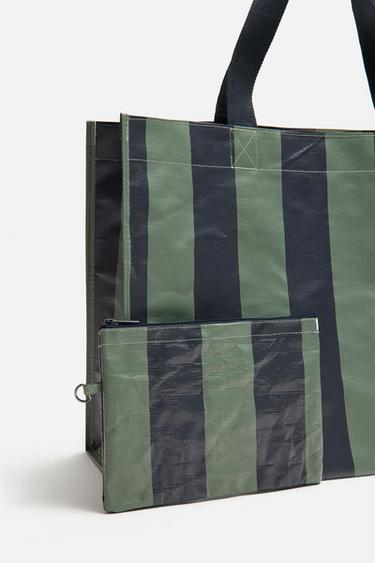 STRIPED TOTE BAG - Blue green by Zara - Image 3