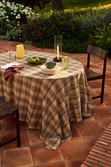 CHECK COTTON LINEN TABLECLOTH - Yellow by Zara - Image 5