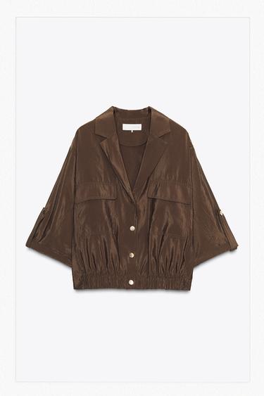 Zara SHORT SLEEVE SAFARI SHIRT - Brown