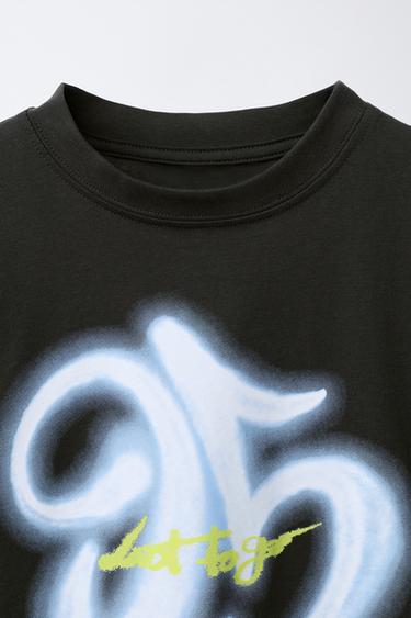 T-SHIRT À INSCRIPTION NÉON - Anthracite foncé de Zara - Image 2
