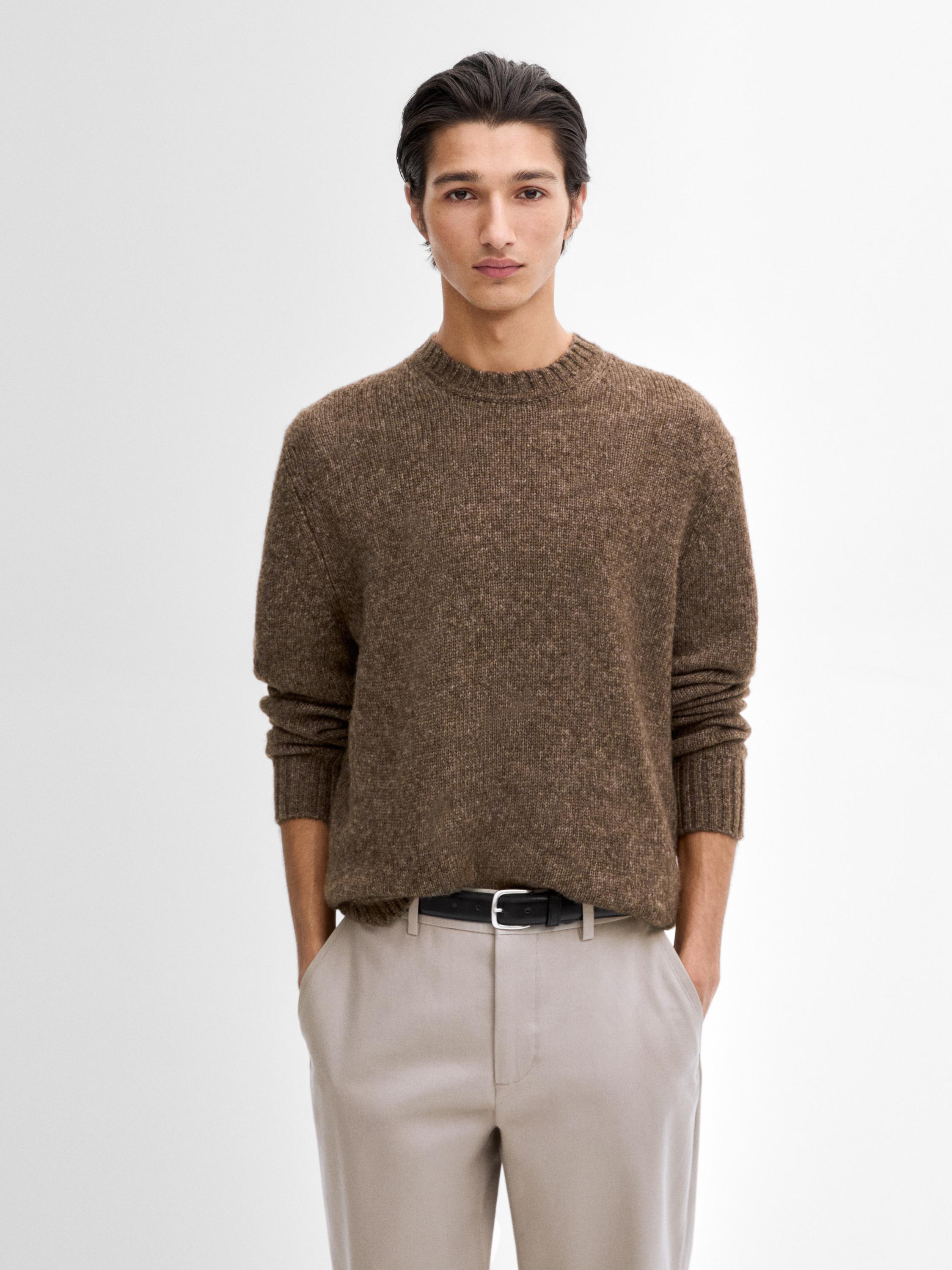 SOYER Medium Large Merino Wool Blend 2024 Ribbed Light Brown Sweater