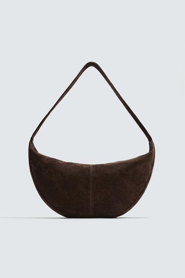 SAC PORTÉ ÉPAULE EN CUIR - Marron de Zara