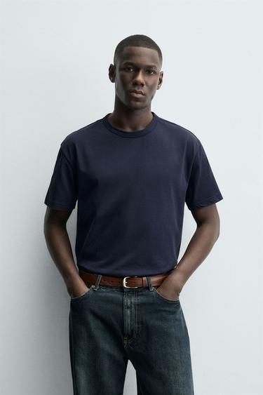 PLAYERA HEAVYWEIGHT RIBETE - Marino de Zara