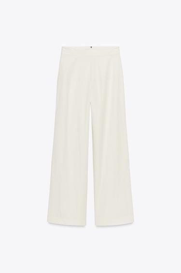 Zara ZW COLLECTION BACK ZIP PANTS - Ecru
