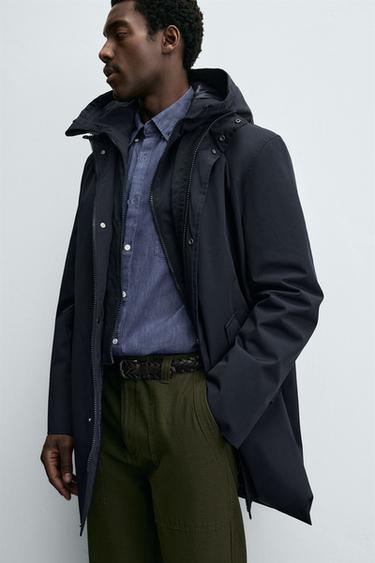 WATER-REPELLENT DETACHABLE TECHNICAL PARKA - Navy blue by Zara - Image 4