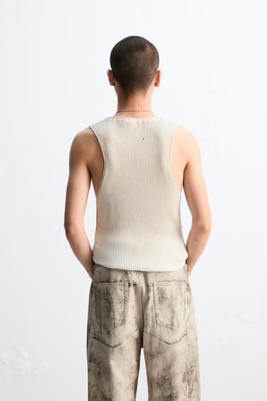 SPRAY PRINT KNIT T-SHIRT - Oyster-white by Zara
