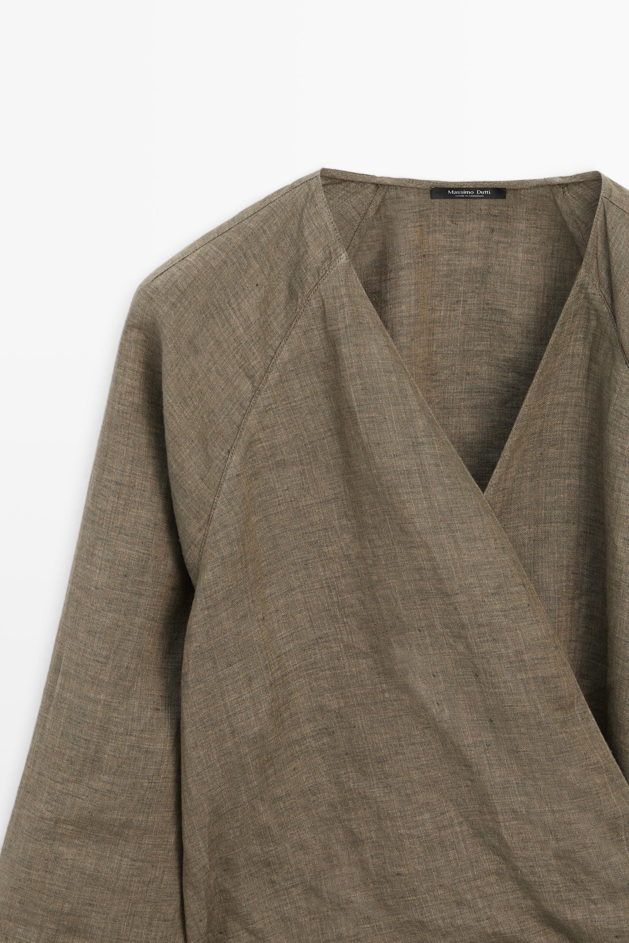 100% linen shirt with tie detail