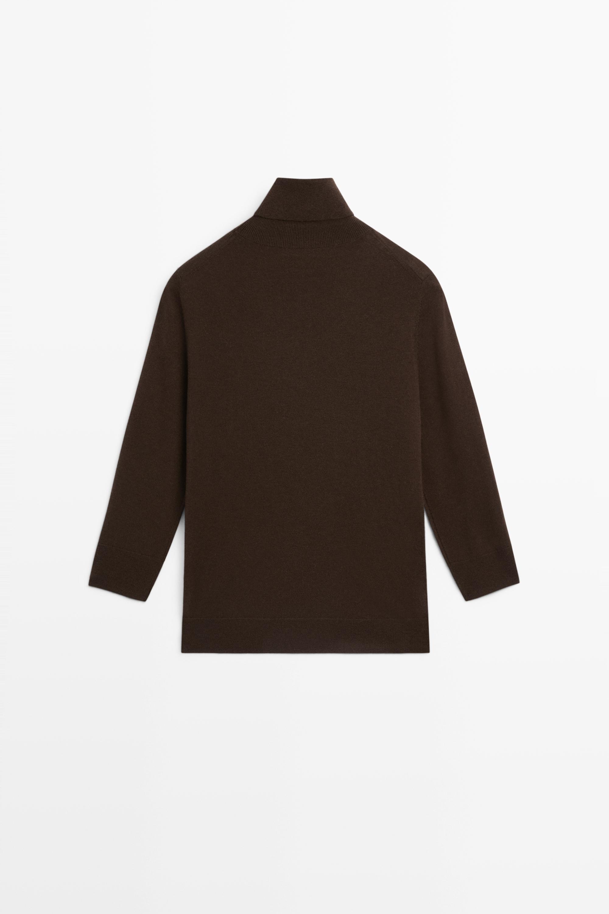 Wool blend turtleneck knit sweater