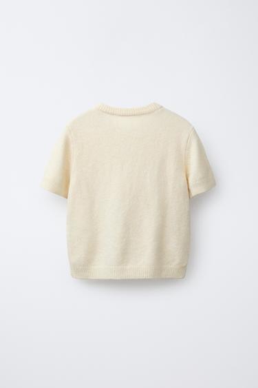 BEADED KNIT SWEATER - Pastel yellow by Zara - Image 1