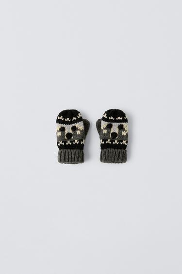 FOX PRINT KNITTED MITTENS - Grey by Zara - Image 0