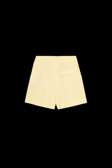 BERMUDASHORTS MIT HOHER BUND MIT LEINEN - Gelb von Zara