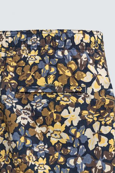 MID-LENGTH FLORAL PRINT SWIMMING TRUNKS - Brown by Zara - Image 8