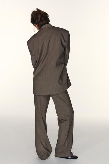 PINSTRIPE TROUSERS - Brown / Ecru by Zara