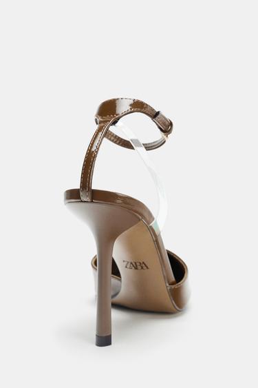 CHAUSSURES À TALONS À EFFET VERNI - Marron de Zara - Image 5