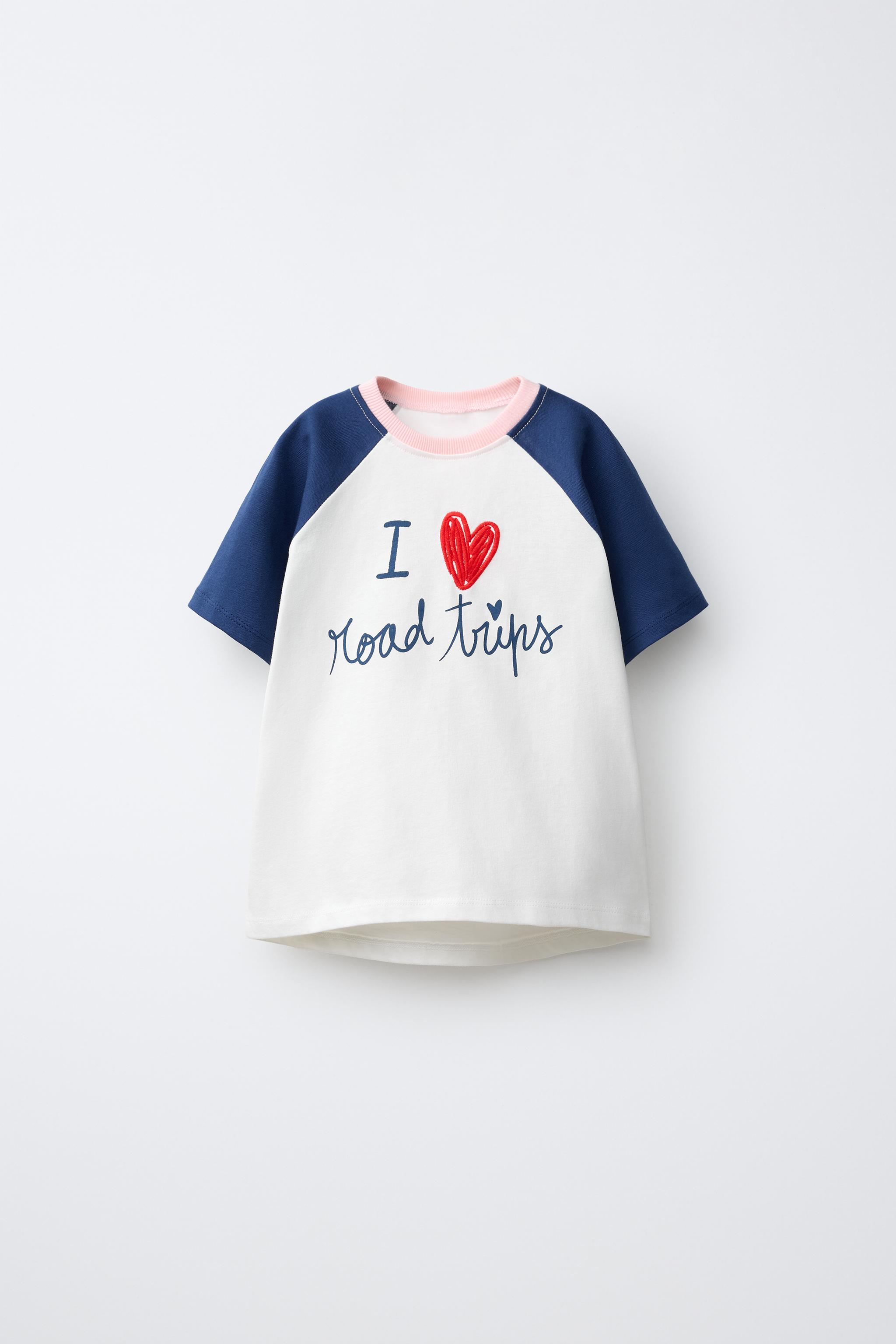 20ss LITTLEBIG Raglan SHIRT ベルデッド シャツ 1 PRINTED RAGLAN T-SHIRT - Blue / White | ZARA United States