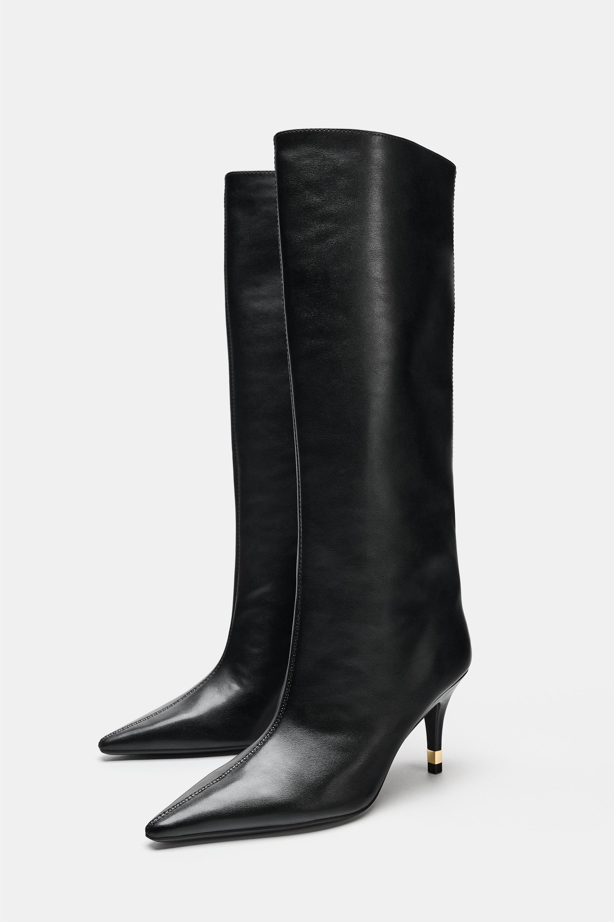 METALLIC DETAIL HEELED BOOTS