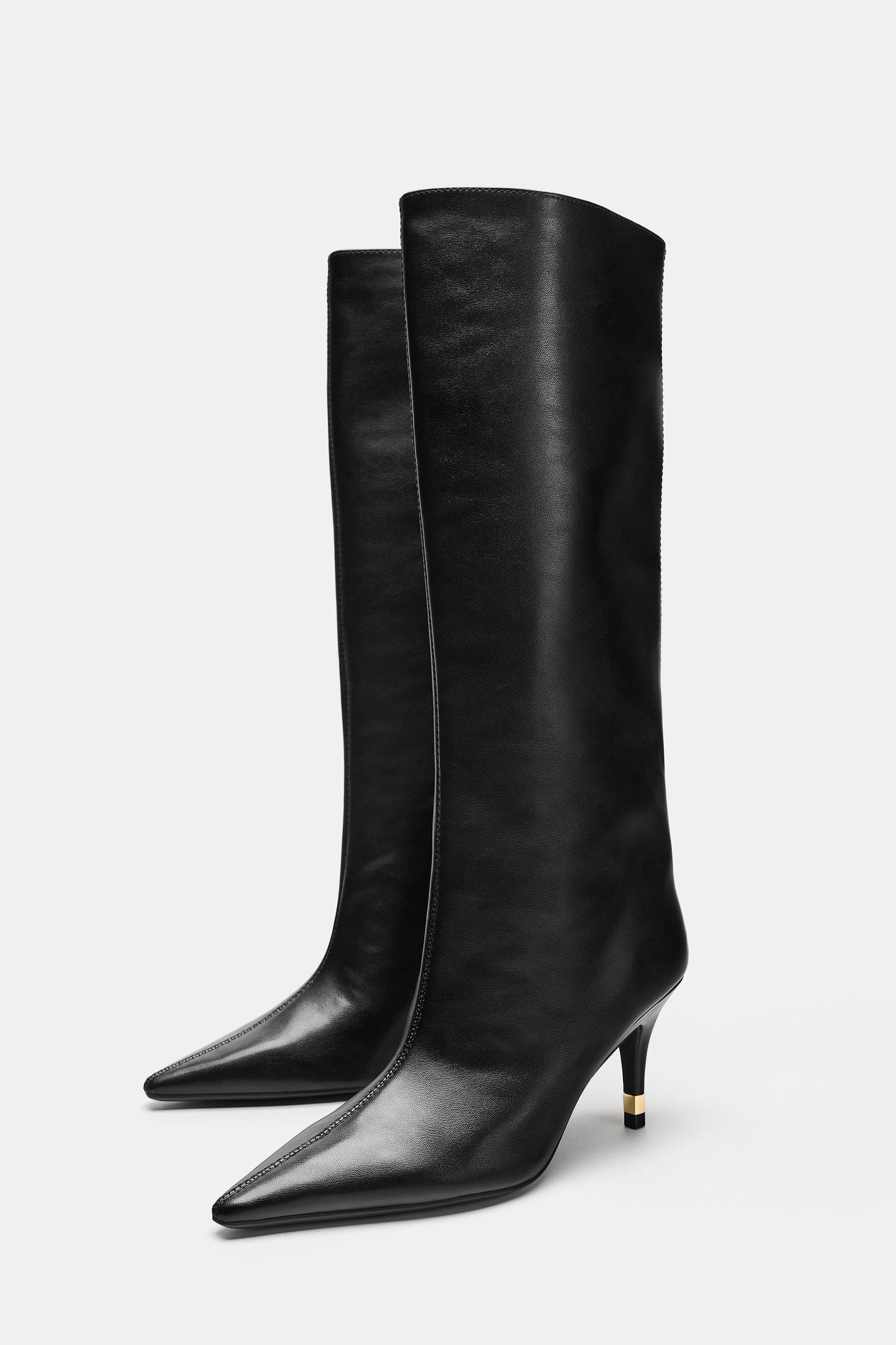 Женские ботинки Zara Metallic Detail Heeled, цвет: Чёрный — фото 3