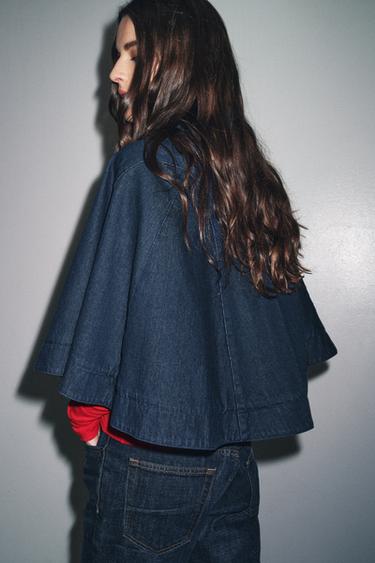 CAPE EN DENIM À BRANDEBOURGS - Bleu de Zara - Image 5