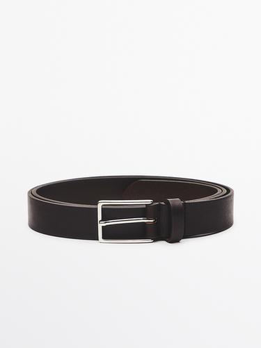 Zara Nappa leather belt with rectangular buckle - Brown