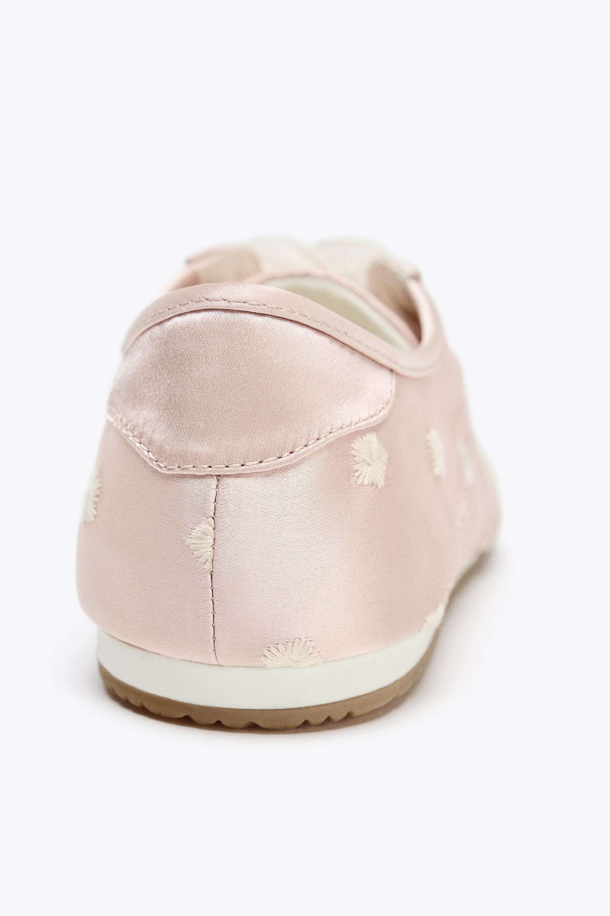 新品未使用タグ付き　ZARA サテンフラットシューズ　ピンク　24cm 37 新品】ZARA サテンフラットシューズ バレエシューズ ピンク 37