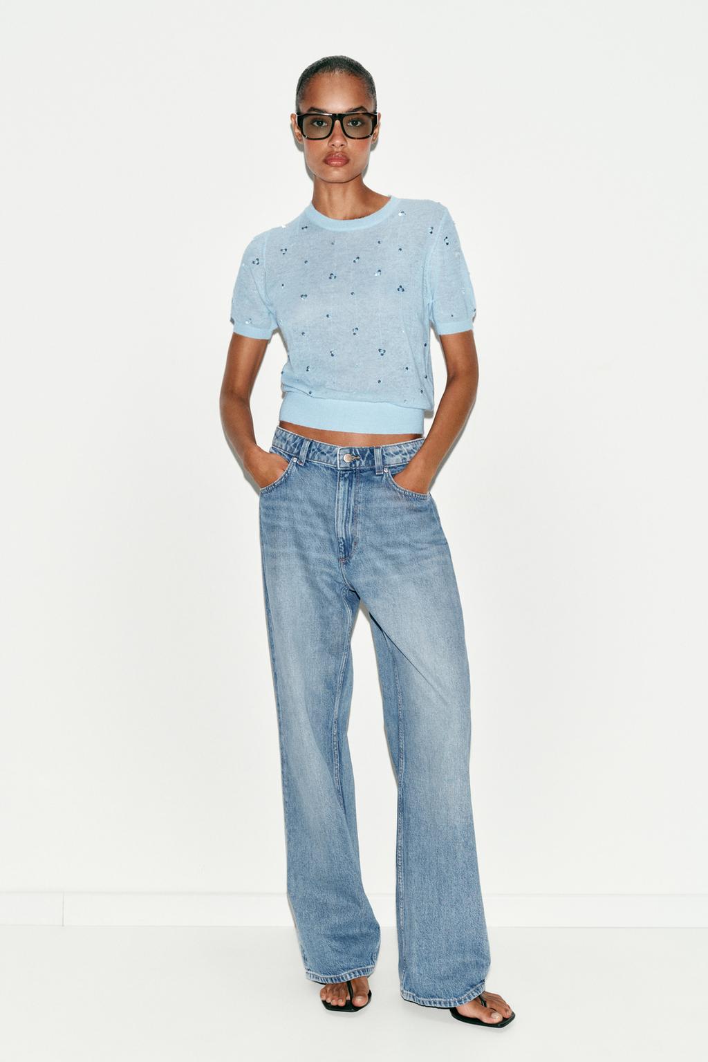 SHORT SLEEVE SEQUIN KNIT TOP - image 2