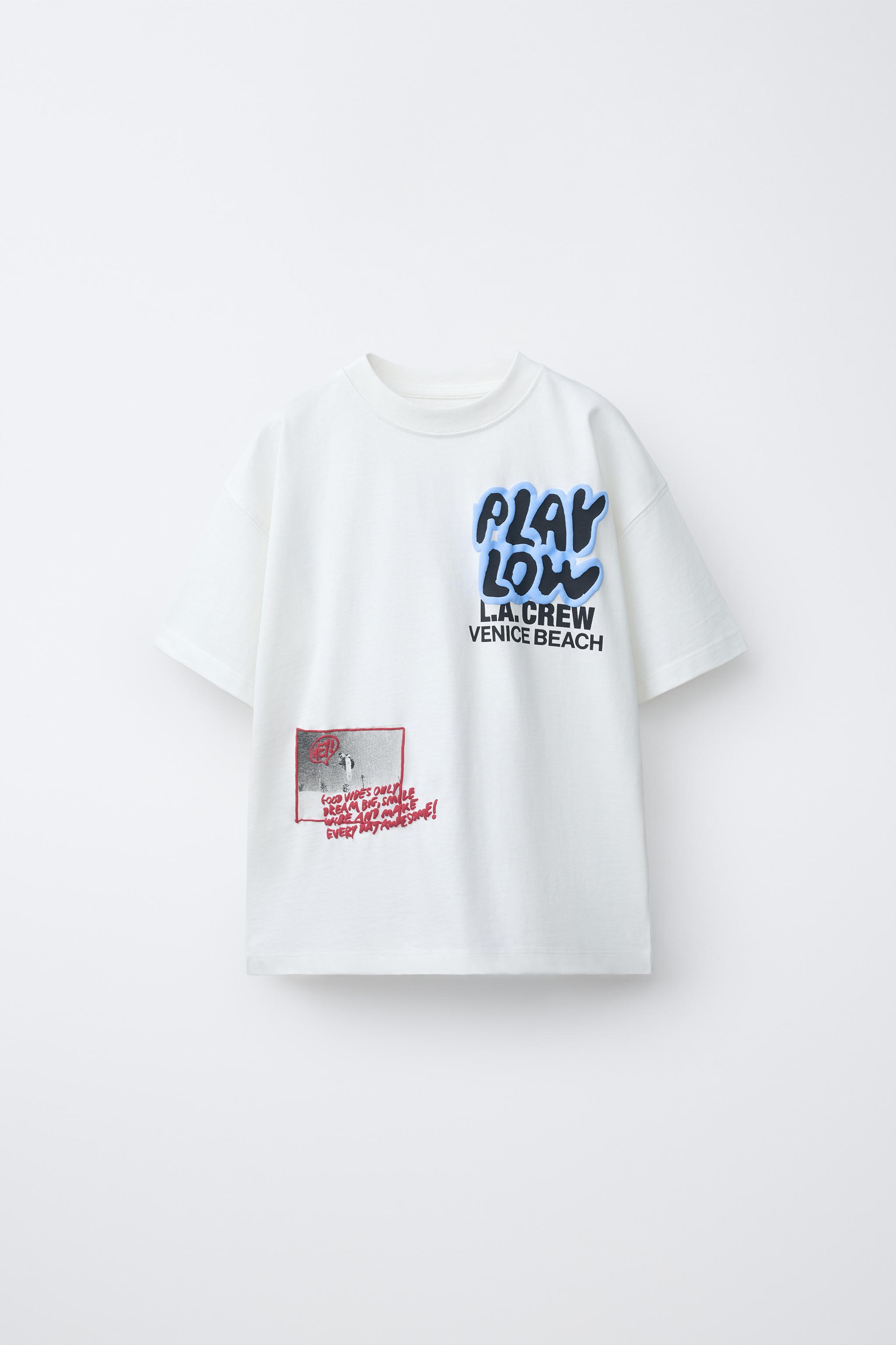 レリーフ加工プリントTシャツ - ホワイト | ZARA Japan / 日本