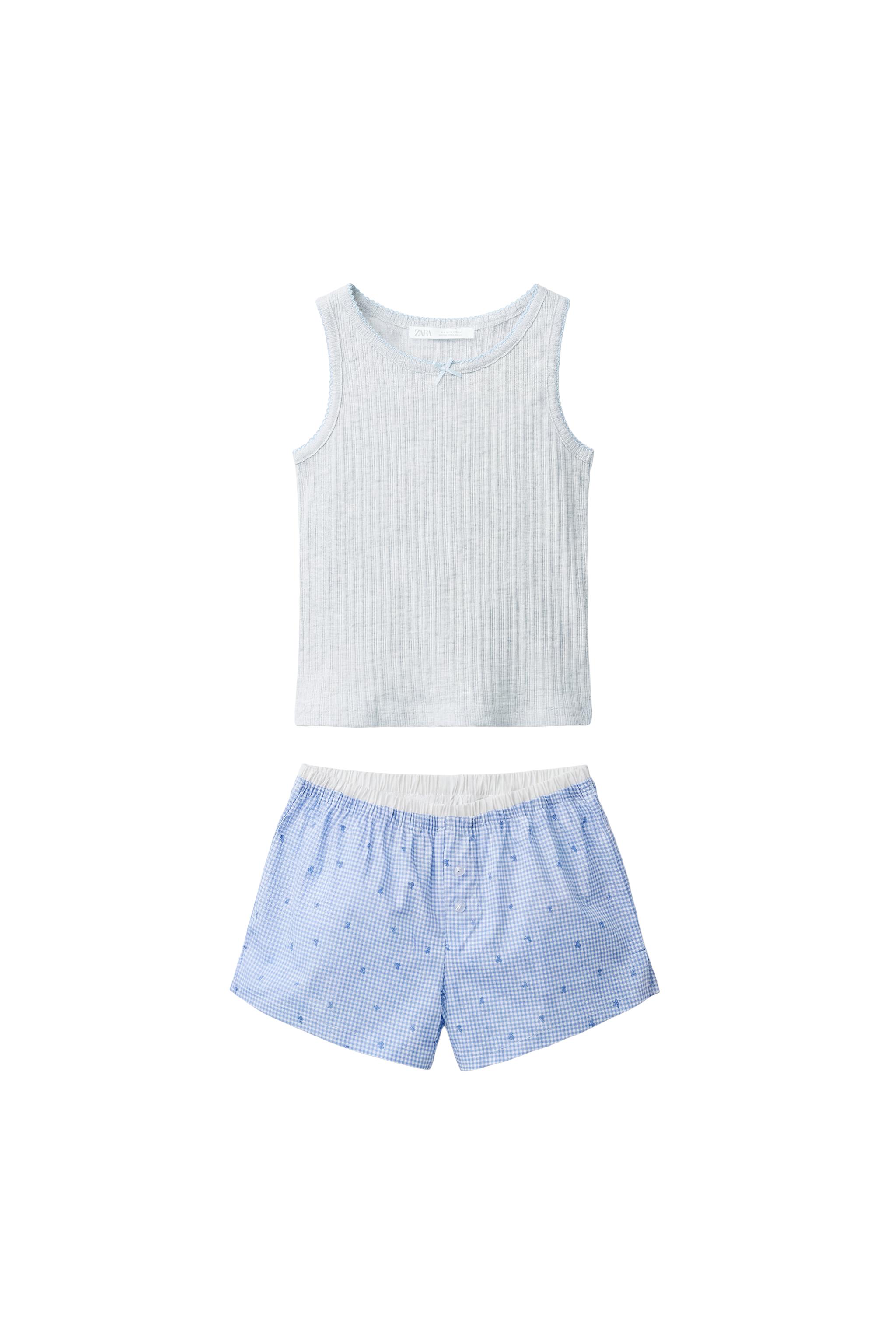 6-14歳用 / ギンガムチェック柄パジャマセット - ブルー | ZARA Japan