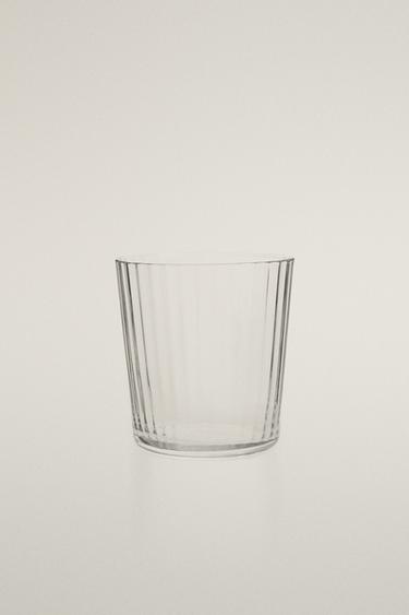 Zara GLASS TUMBLER WITH LINE DESIGN - Transparent - Image 0